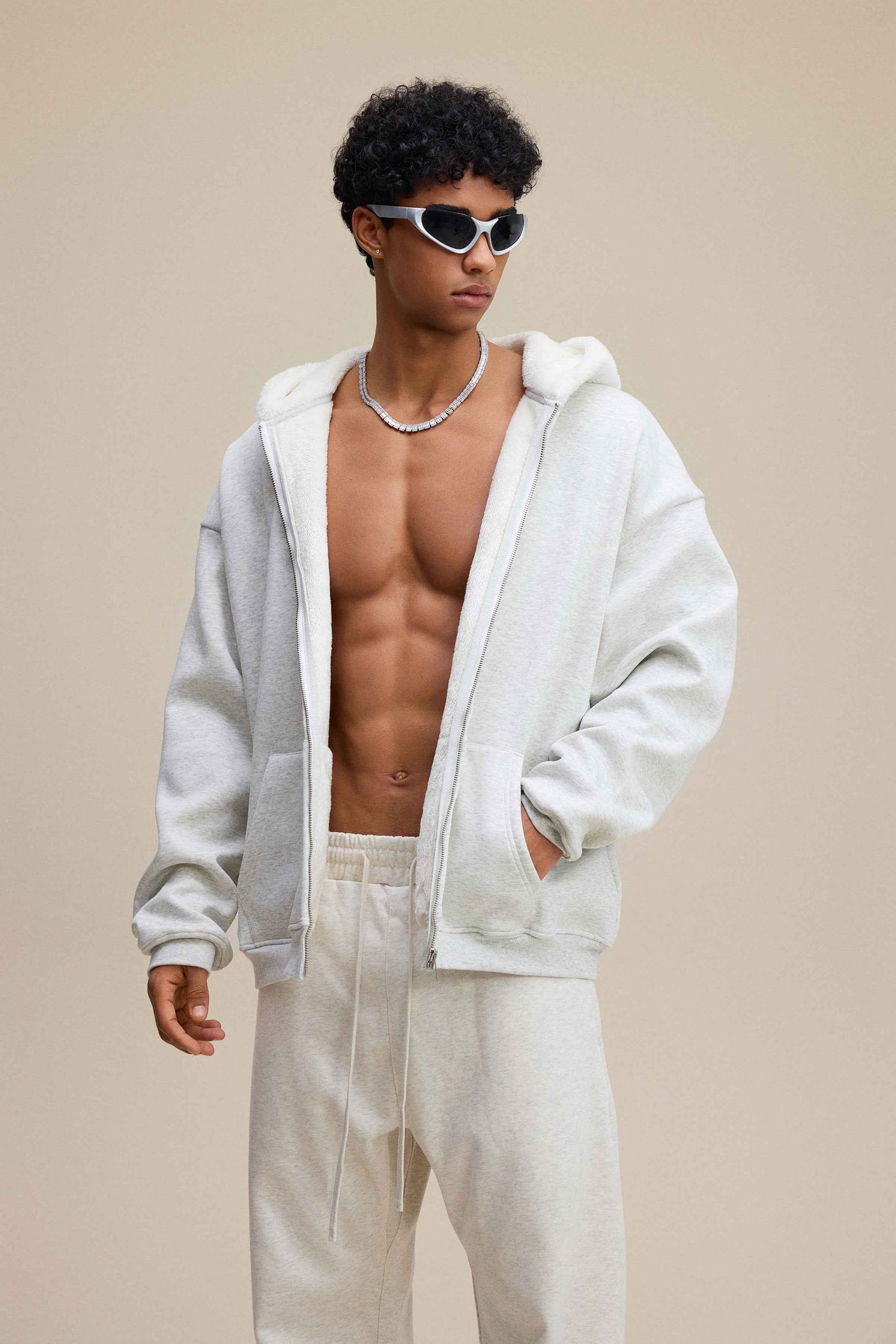 560GSM Unisex Composite Fleece Zip-Up Hoodie
