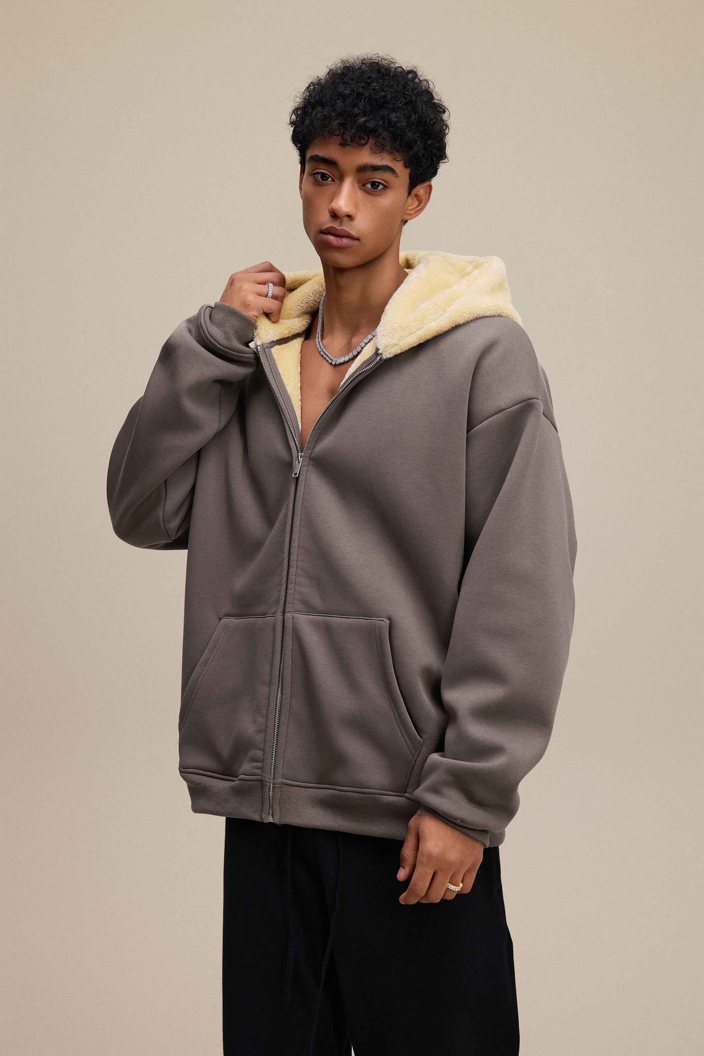 560GSM Unisex Composite Fleece Zip-Up Hoodie