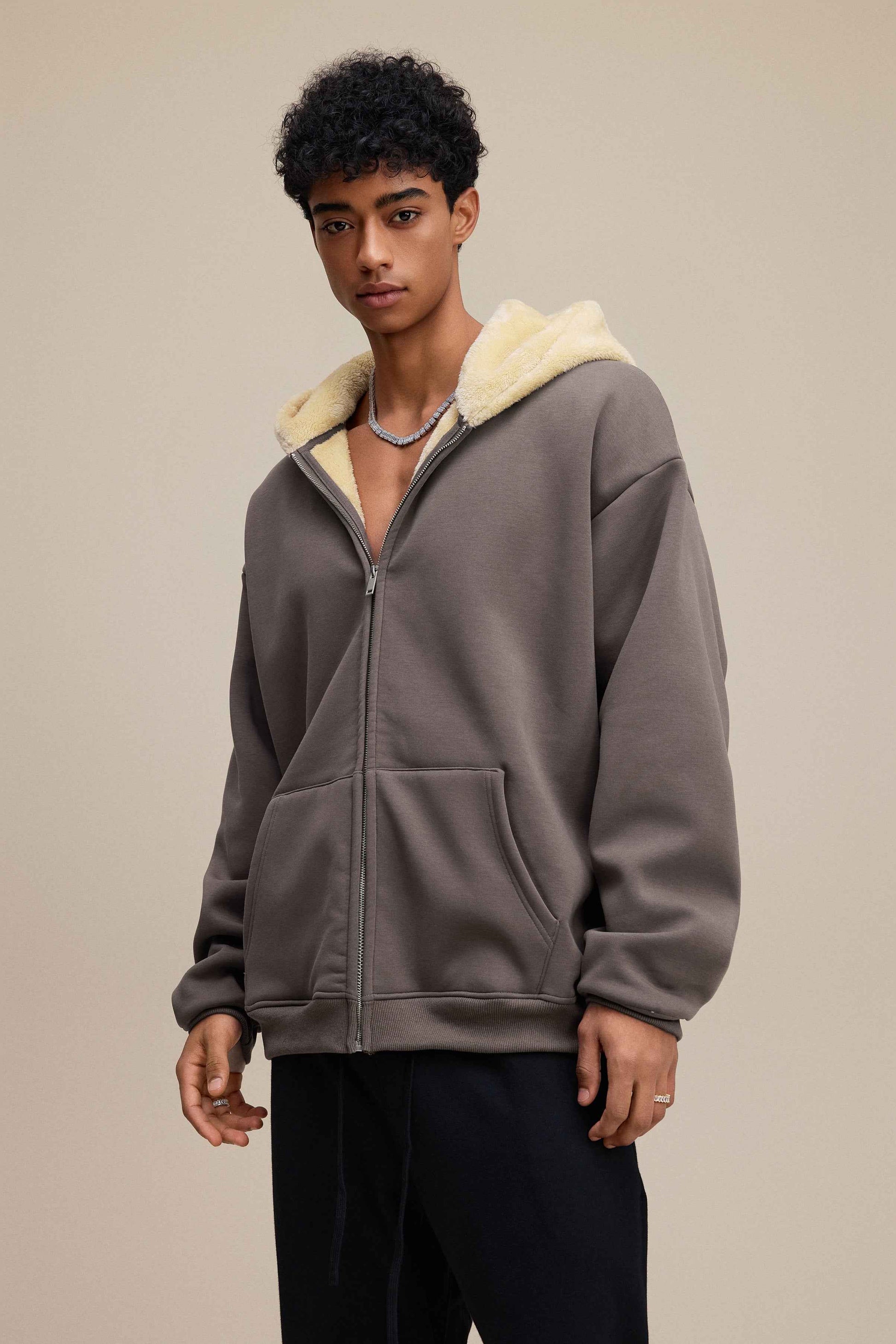 560GSM Unisex Composite Fleece Zip-Up Hoodie
