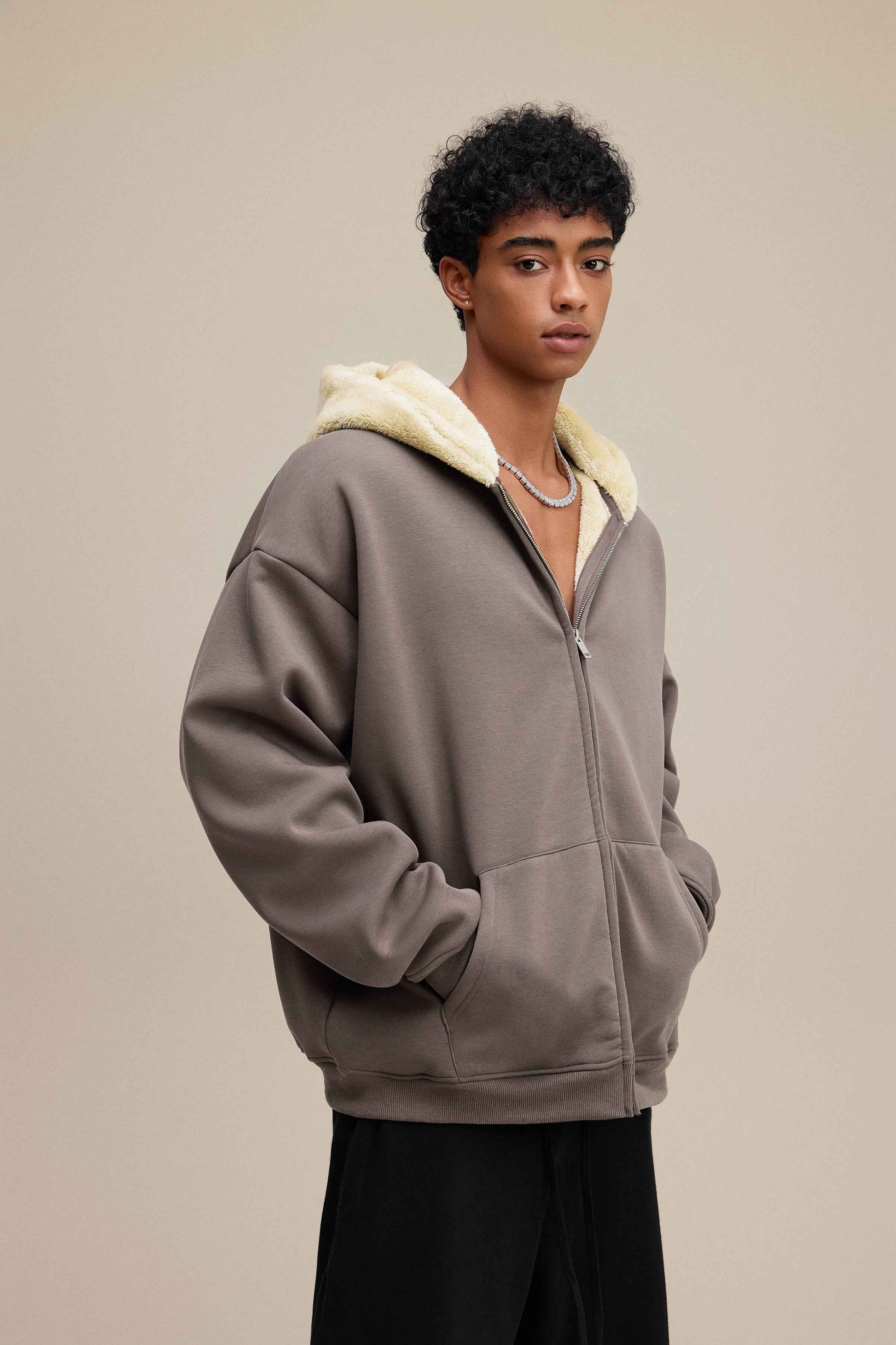 560GSM Unisex Composite Fleece Zip-Up Hoodie