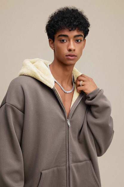 560GSM Unisex Composite Fleece Zip-Up Hoodie
