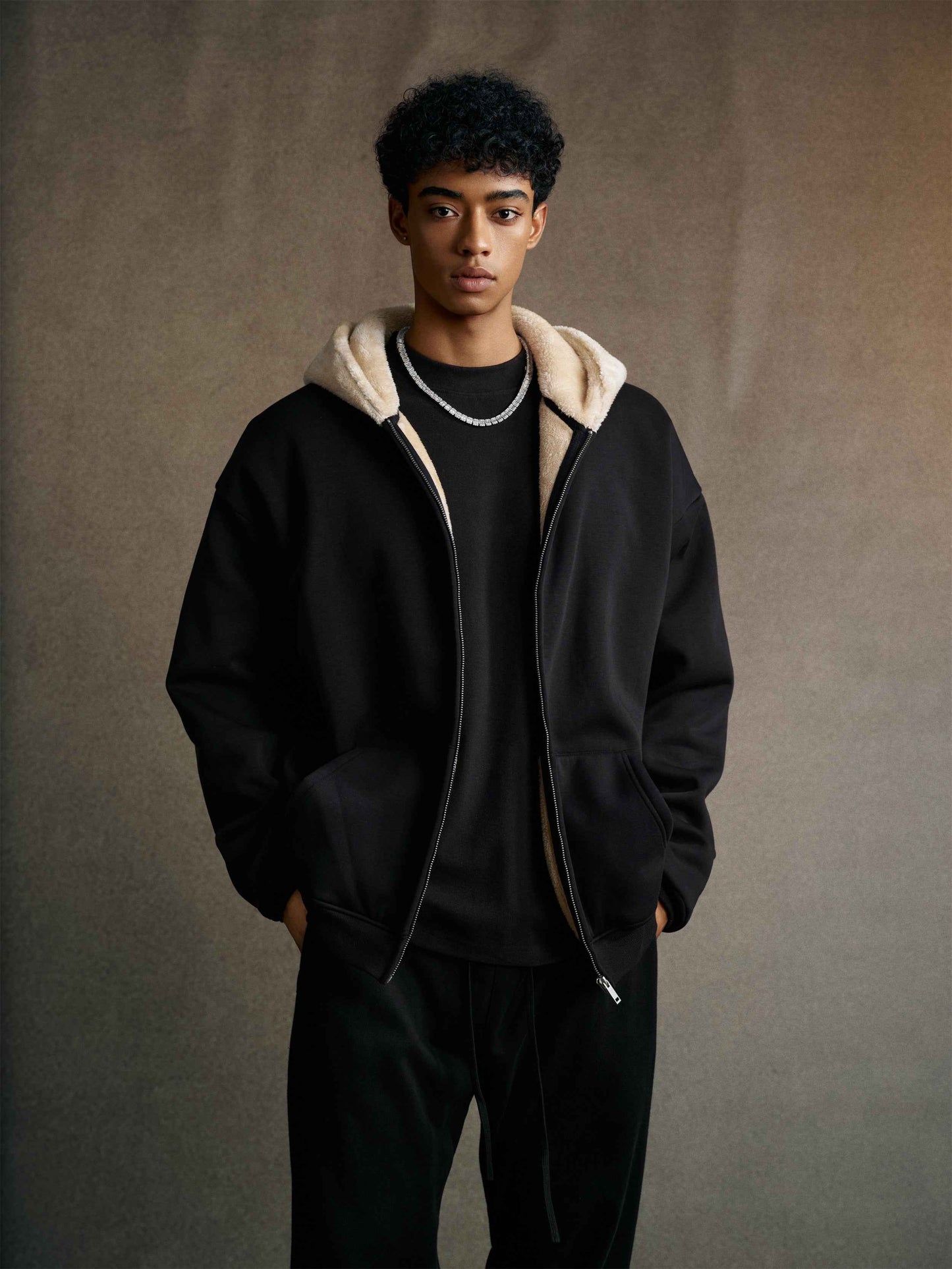 560GSM Unisex Composite Fleece Zip-Up Hoodie
