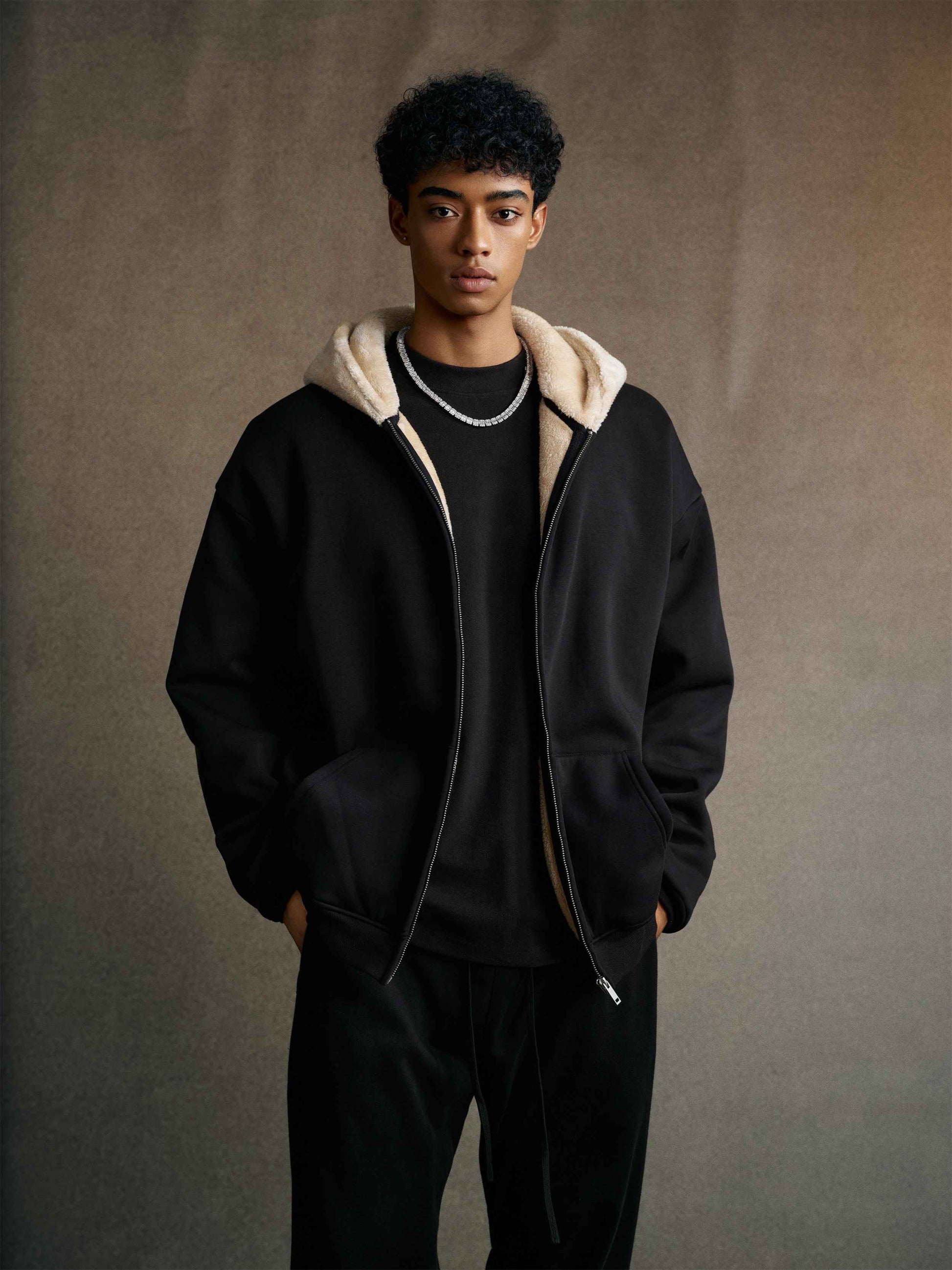 560GSM Unisex Composite Fleece Zip-Up Hoodie