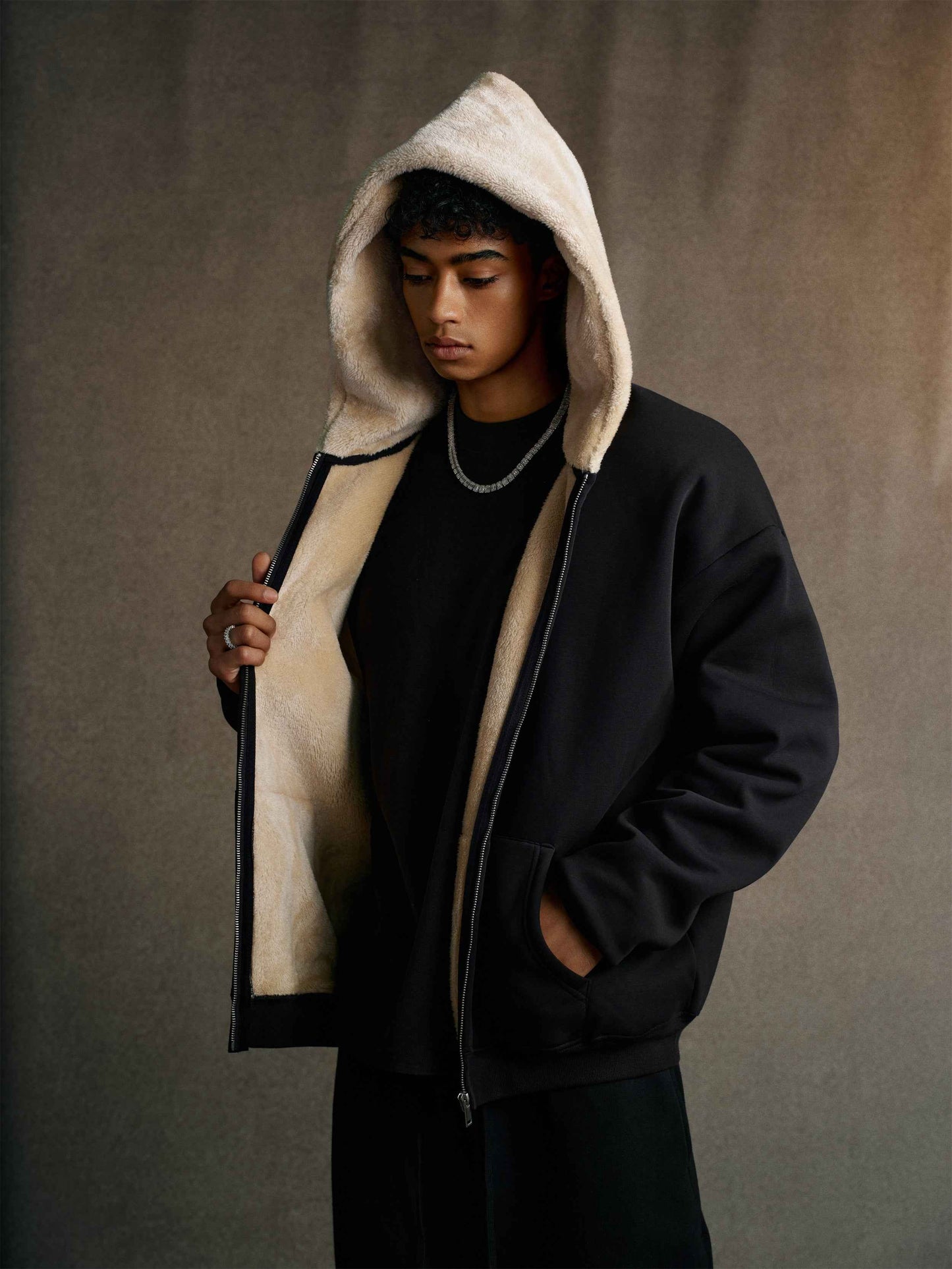 560GSM Unisex Composite Fleece Zip-Up Hoodie