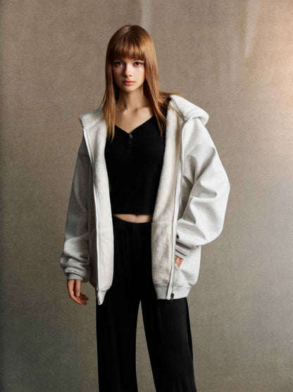 560GSM Unisex Composite Fleece Zip-Up Hoodie