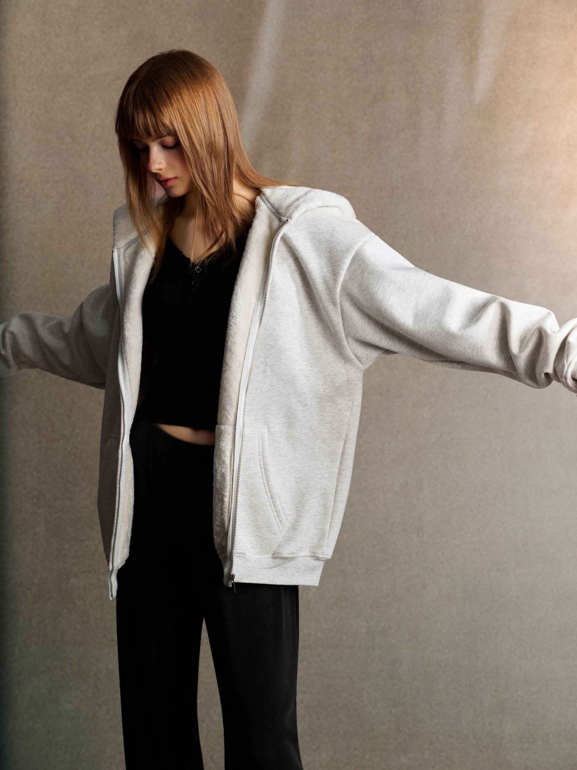 560GSM Unisex Composite Fleece Zip-Up Hoodie