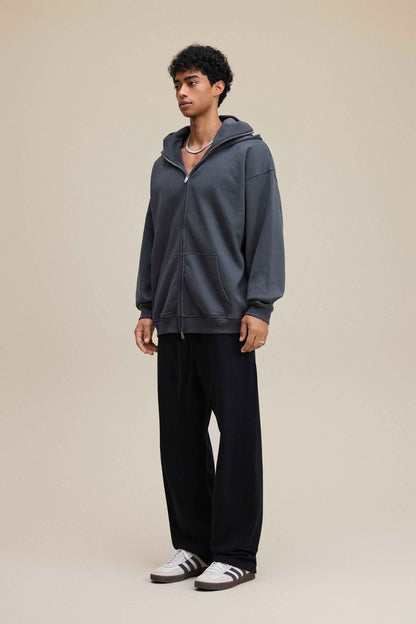 340GSM Men's Trendy Fleece Zip-Up Windproof Face-Mask Hoodie