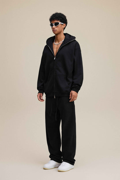 340GSM Men's Trendy Fleece Zip-Up Windproof Face-Mask Hoodie