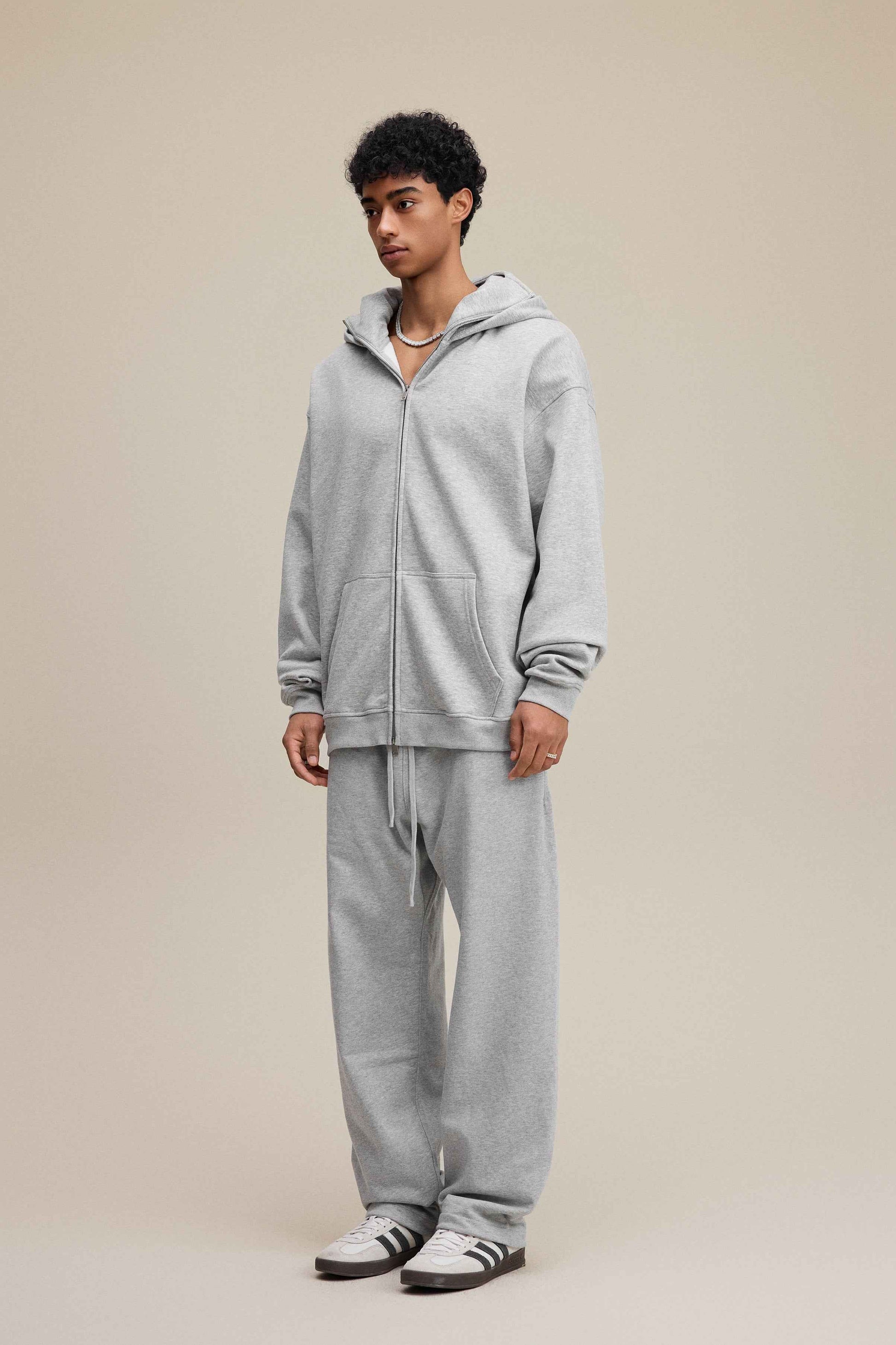 340GSM Men's Trendy Fleece Zip-Up Windproof Face-Mask Hoodie