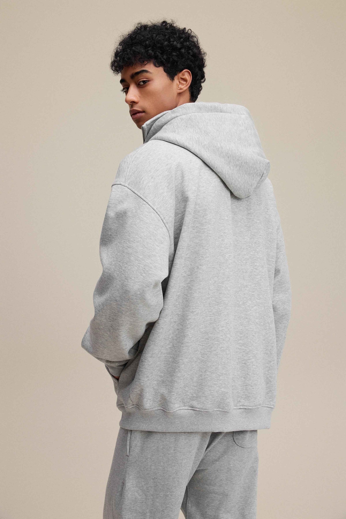 340GSM Men's Trendy Fleece Zip-Up Windproof Face-Mask Hoodie