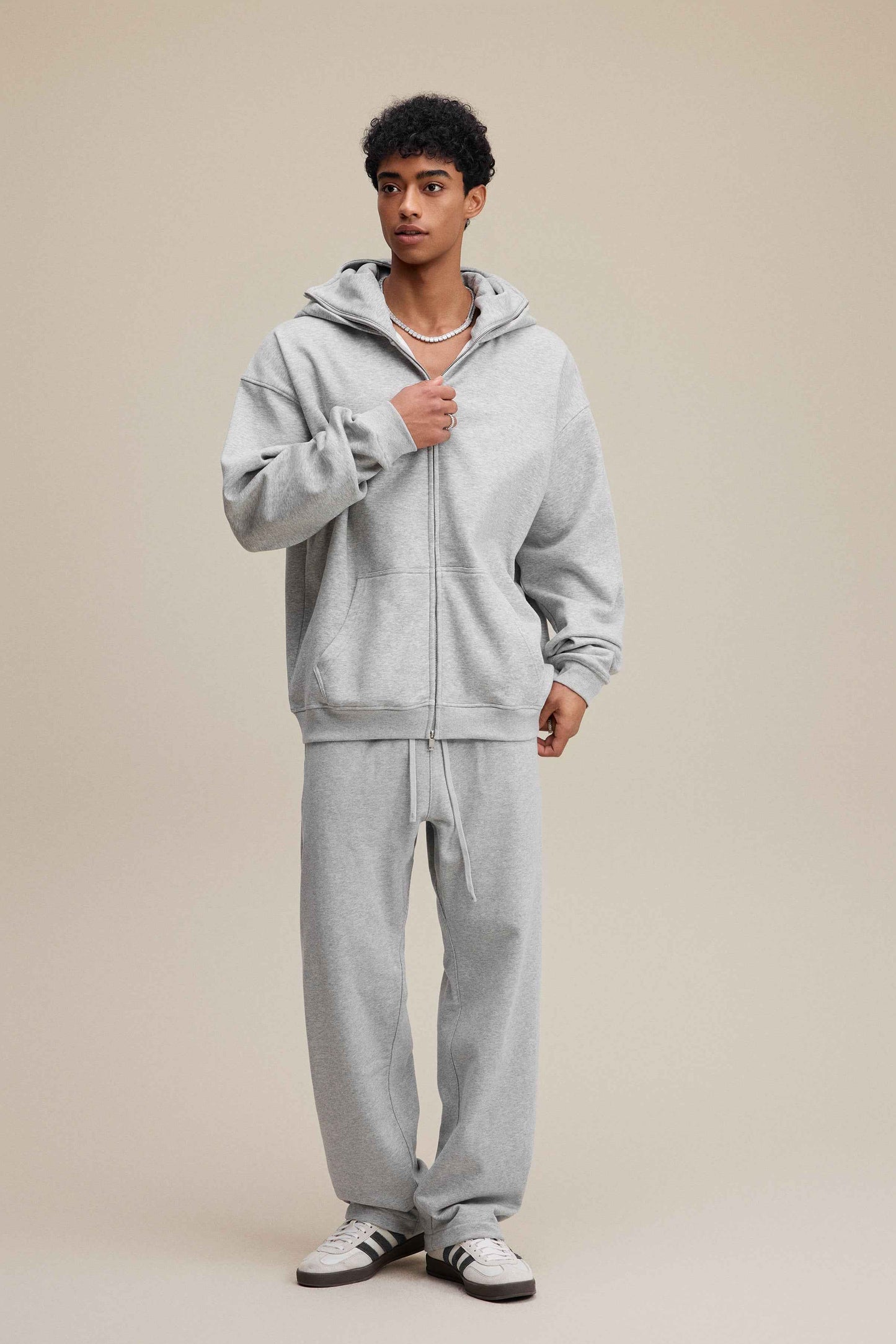 340GSM Men's Trendy Fleece Zip-Up Windproof Face-Mask Hoodie