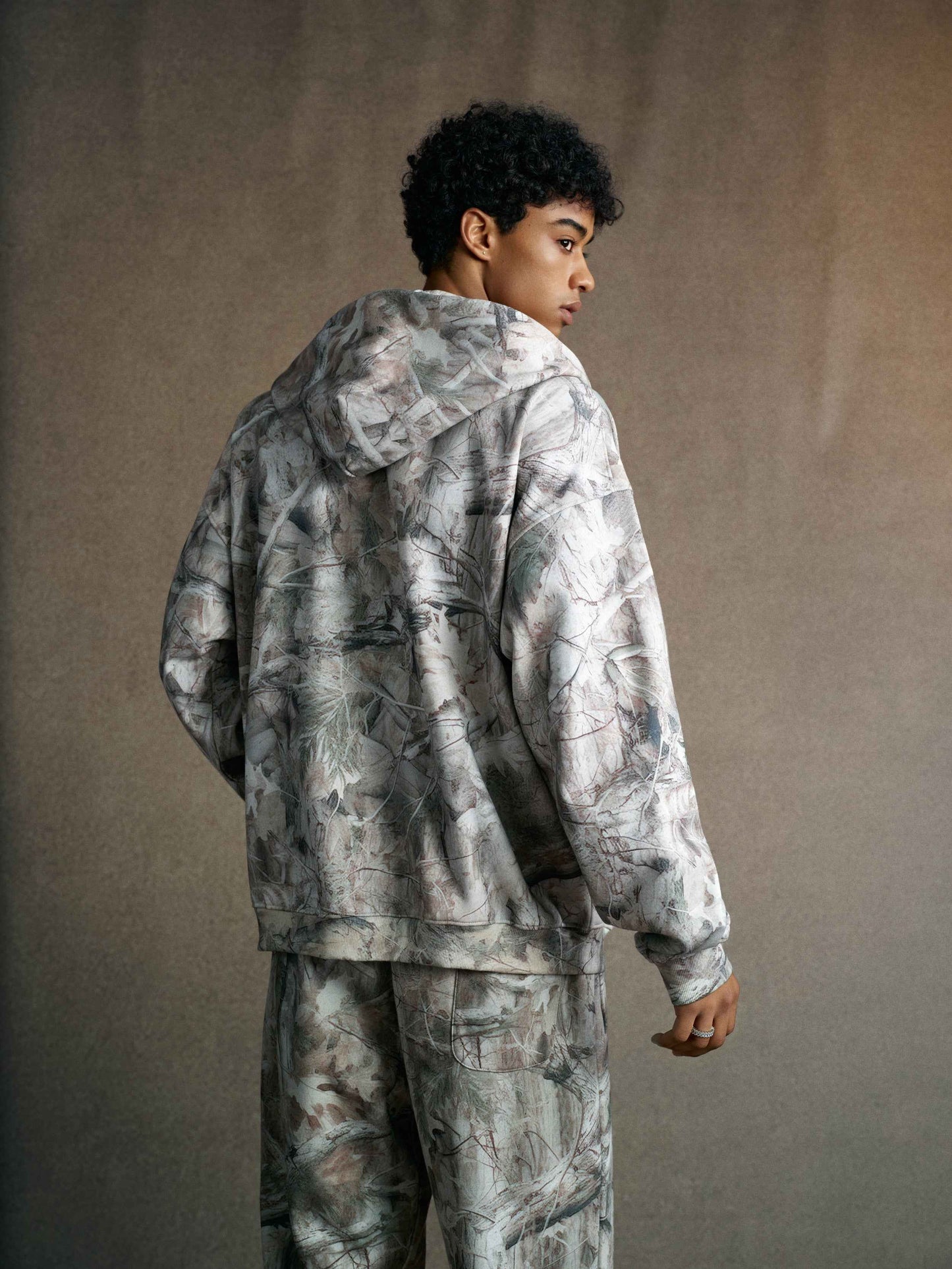 340GSM Unisex Heat Transfer Desert Camouflage Zip-Up Hoodie