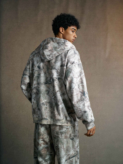 340GSM Unisex Heat Transfer Desert Camouflage Zip-Up Hoodie