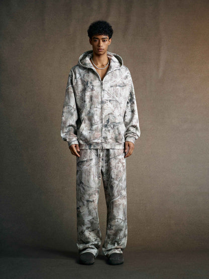 340GSM Unisex Heat Transfer Desert Camouflage Zip-Up Hoodie