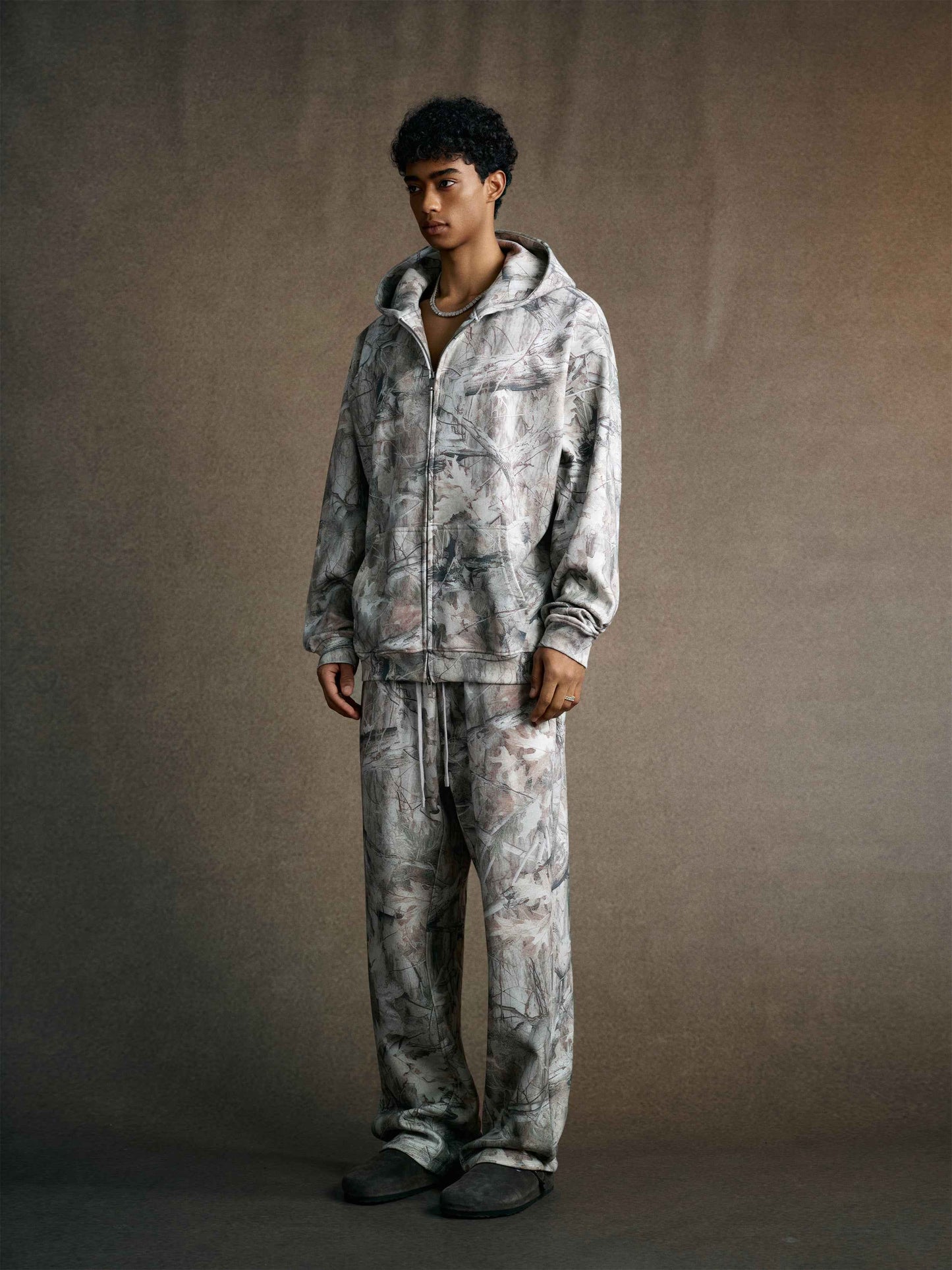 340GSM Unisex Heat Transfer Desert Camouflage Zip-Up Hoodie