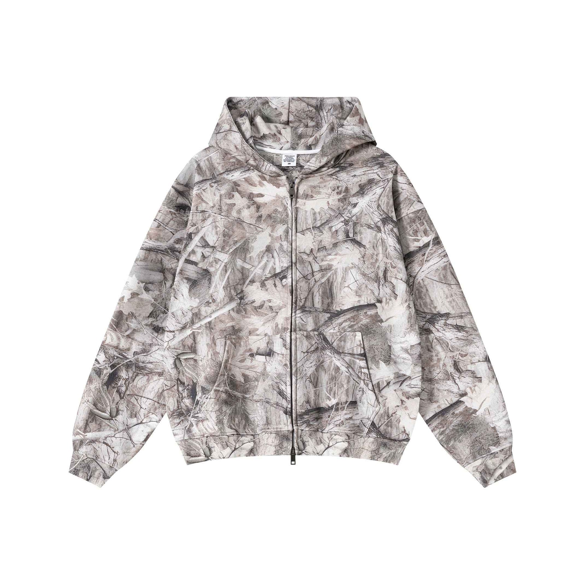 340GSM Unisex Heat Transfer Desert Camouflage Zip-Up Hoodie