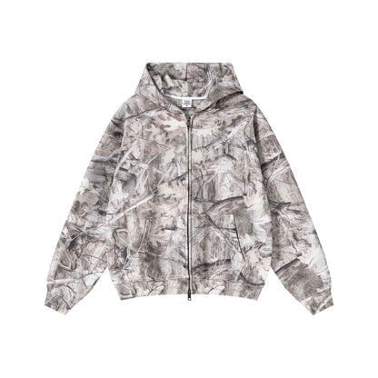 340GSM Unisex Heat Transfer Desert Camouflage Zip-Up Hoodie