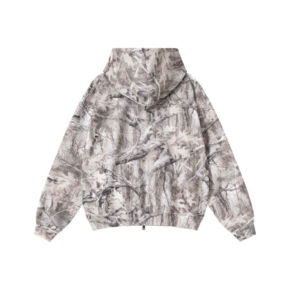 340GSM Unisex Heat Transfer Desert Camouflage Zip-Up Hoodie