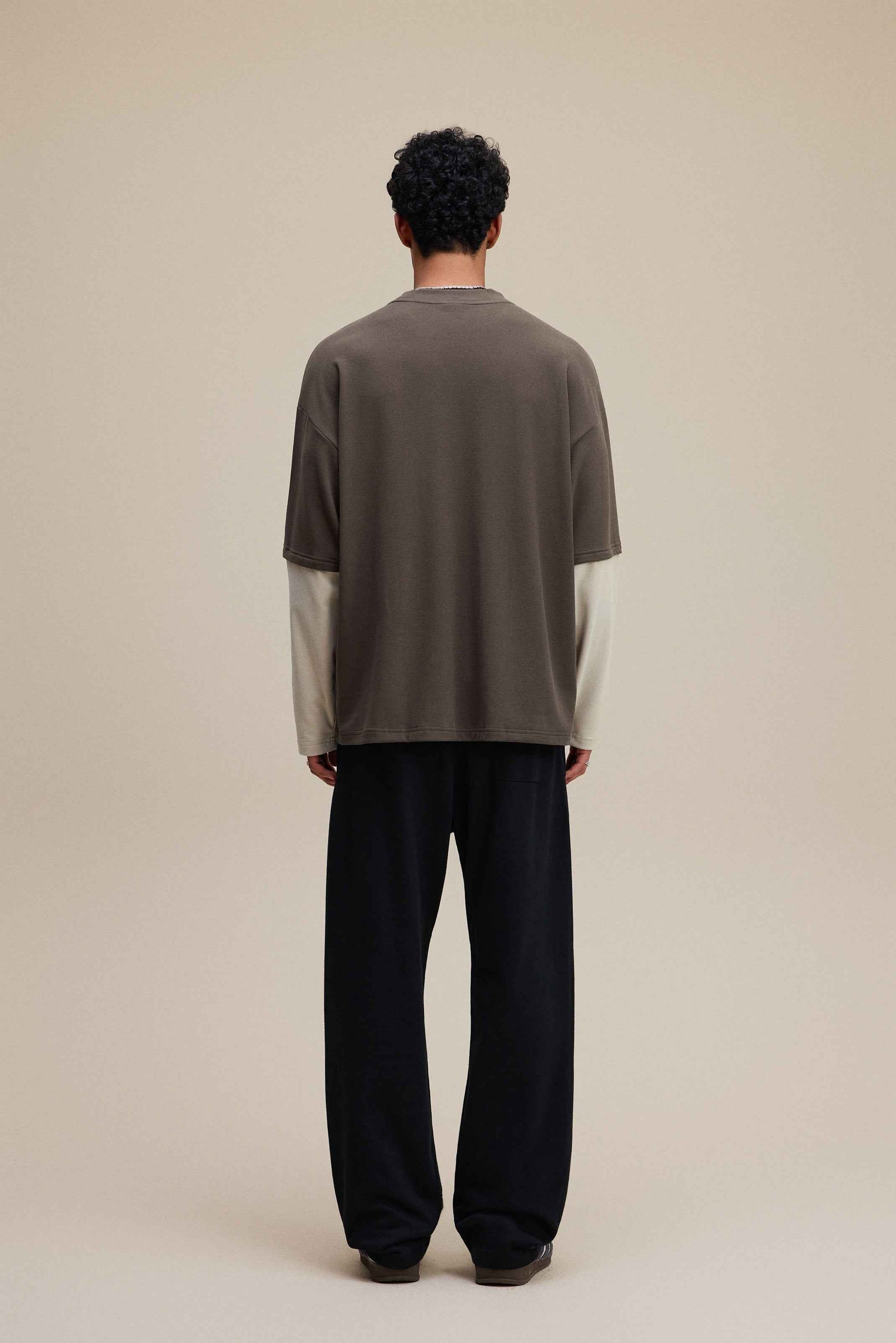 320GSM Unisex Faux Layered Solid Color Base Layer Long-Sleeve Tee