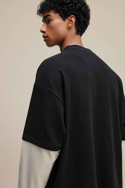 320GSM Unisex Faux Layered Solid Color Base Layer Long-Sleeve Tee