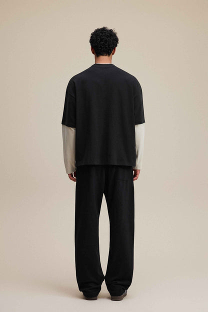 320GSM Unisex Faux Layered Solid Color Base Layer Long-Sleeve Tee