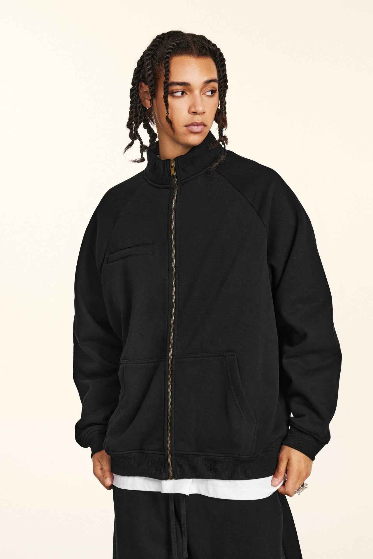 420GSM Unisex Minimalist Drop-Shoulder Zip Coat Jacket