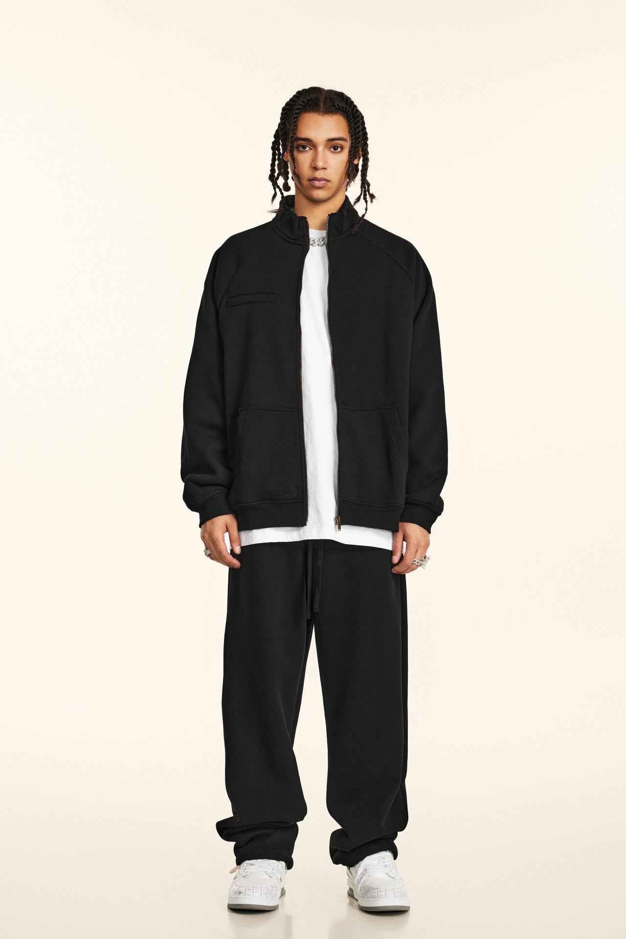 420GSM Unisex Minimalist Drop-Shoulder Zip Coat Jacket