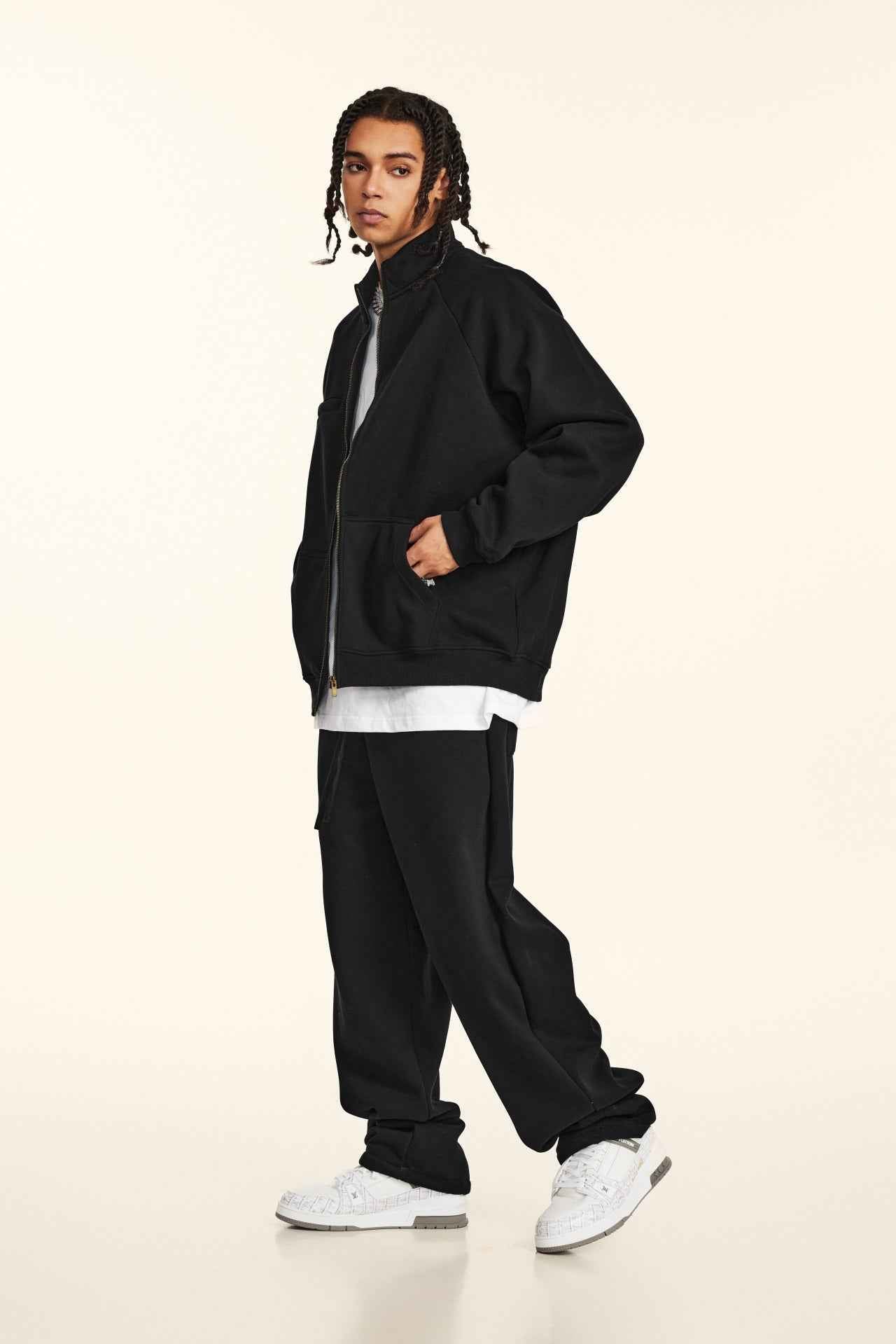 420GSM Unisex Minimalist Drop-Shoulder Zip Coat Jacket