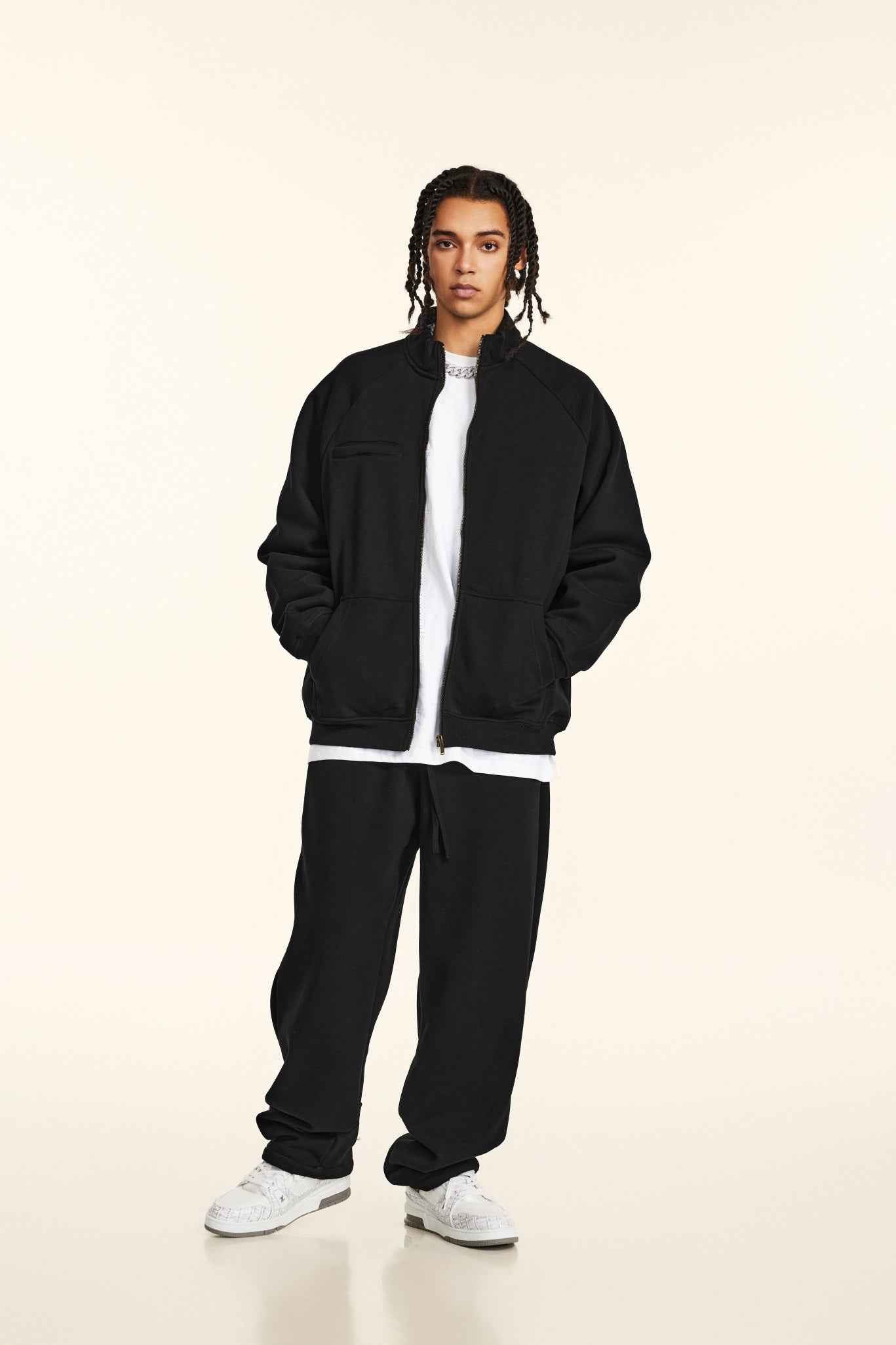 420GSM Unisex Minimalist Drop-Shoulder Zip Coat Jacket