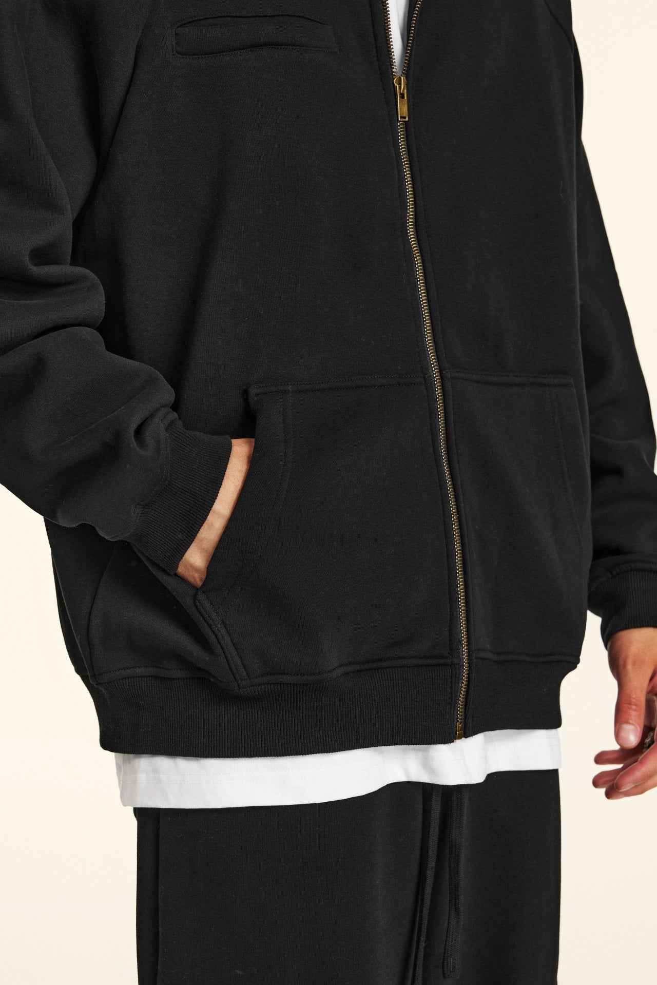 420GSM Unisex Minimalist Drop-Shoulder Zip Coat Jacket