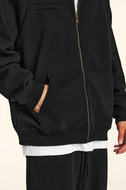 420GSM Unisex Minimalist Drop-Shoulder Zip Coat Jacket
