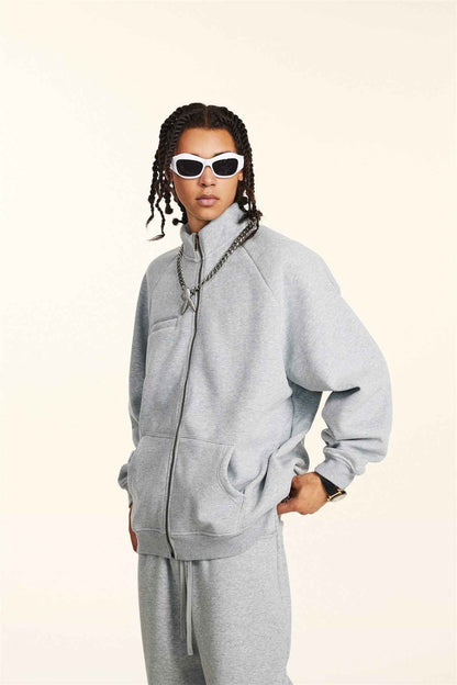 420GSM Unisex Minimalist Drop-Shoulder Zip Coat Jacket