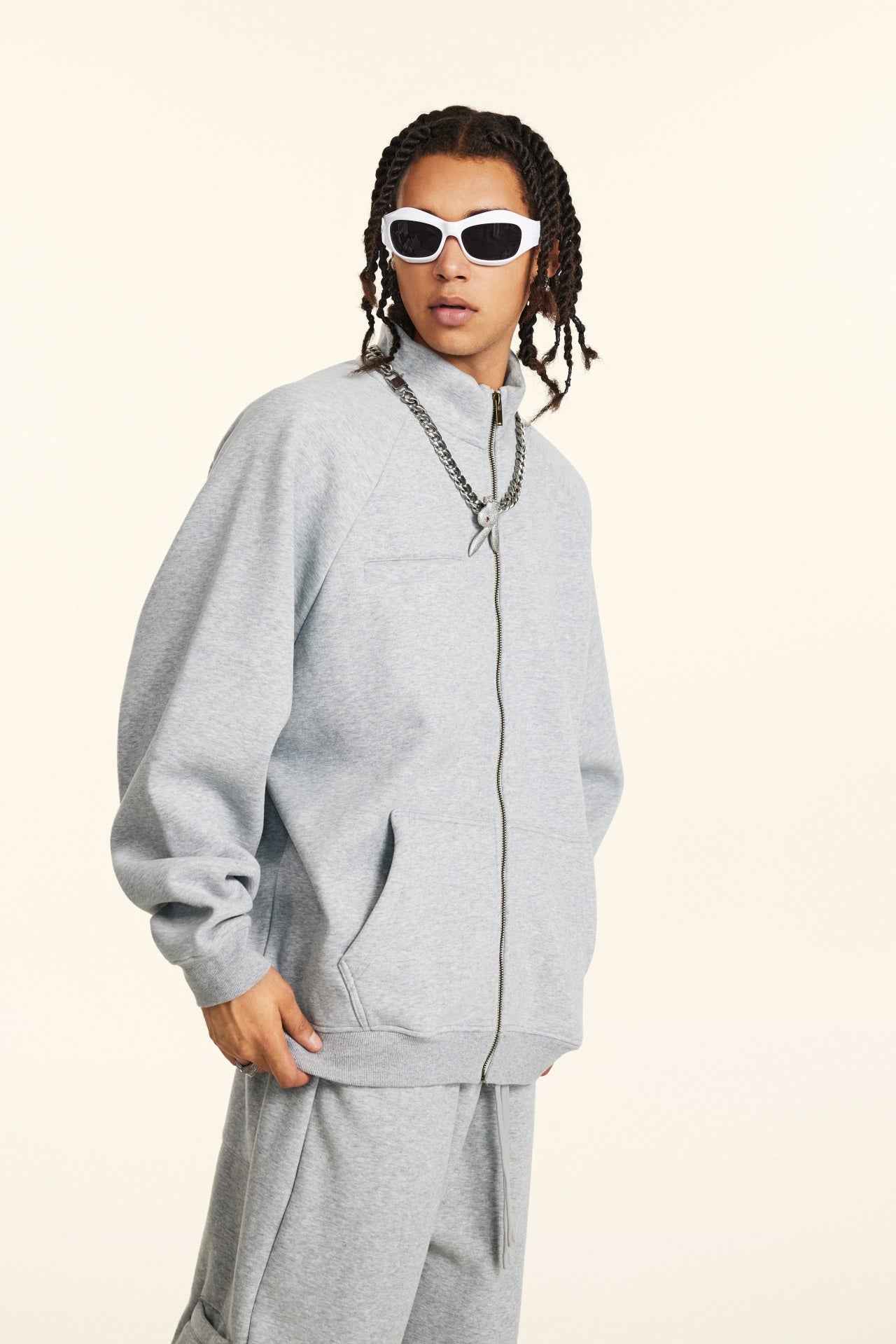 420GSM Unisex Minimalist Drop-Shoulder Zip Coat Jacket