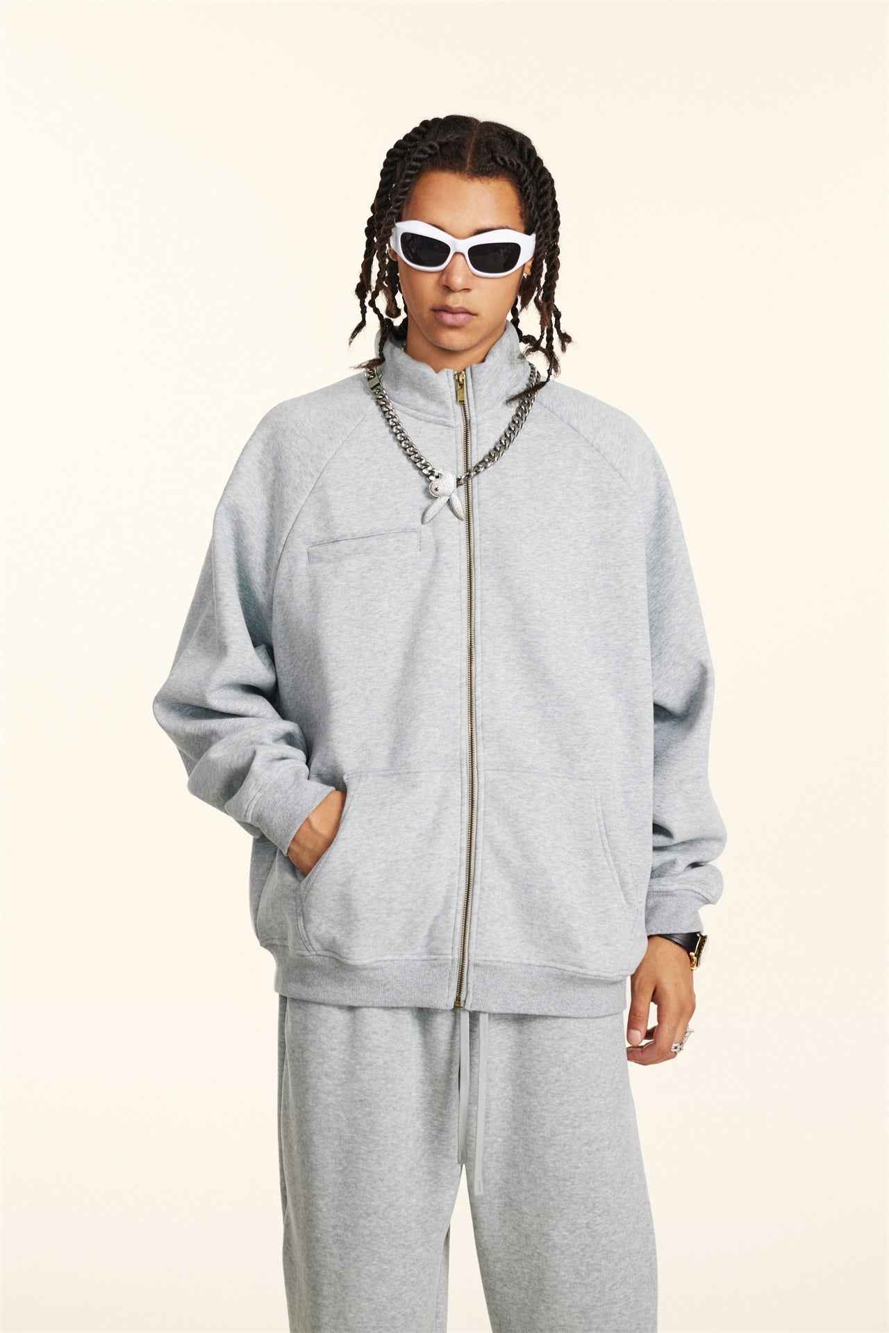 420GSM Unisex Minimalist Drop-Shoulder Zip Coat Jacket