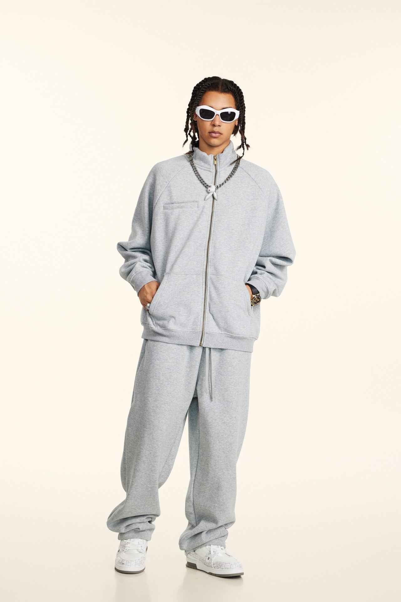420GSM Unisex Minimalist Drop-Shoulder Zip Coat Jacket