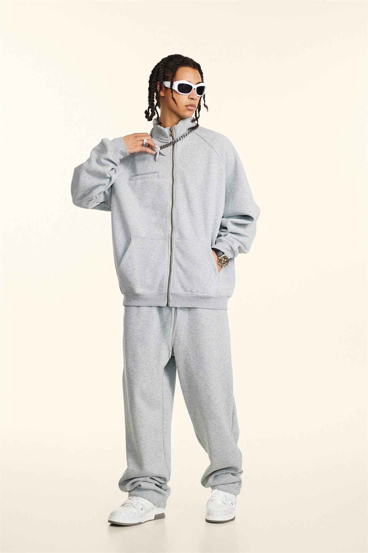 420GSM Unisex Minimalist Drop-Shoulder Zip Coat Jacket