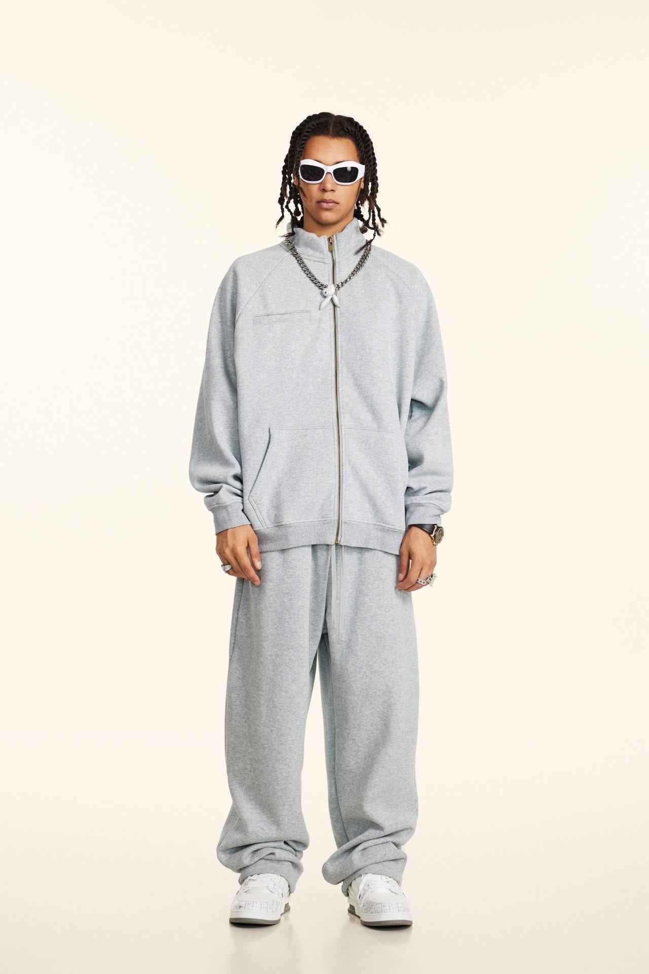 420GSM Unisex Minimalist Drop-Shoulder Zip Coat Jacket