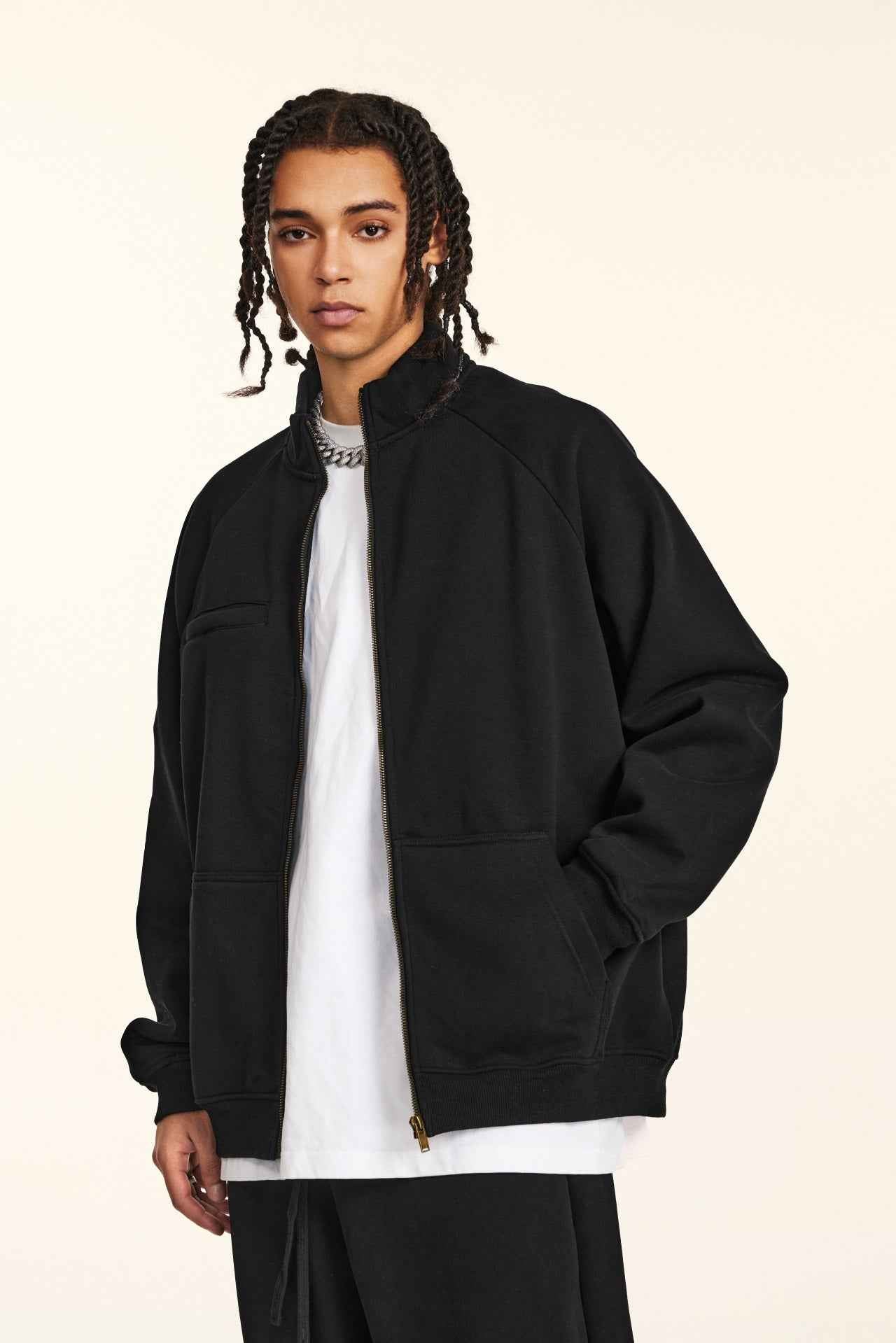 420GSM Unisex Minimalist Drop-Shoulder Zip Coat Jacket
