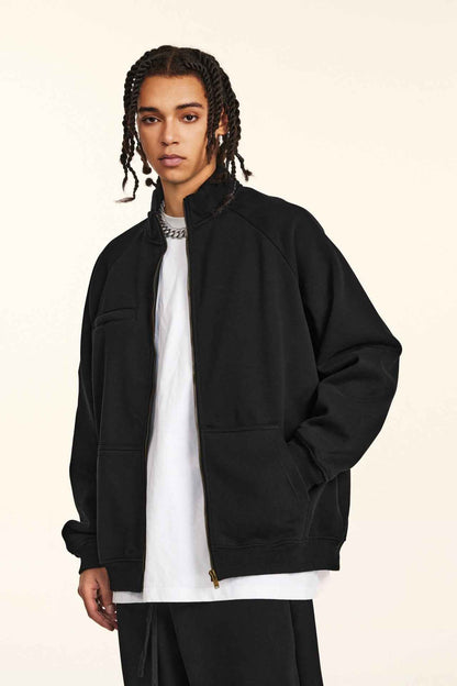 420GSM Unisex Minimalist Drop-Shoulder Zip Coat Jacket