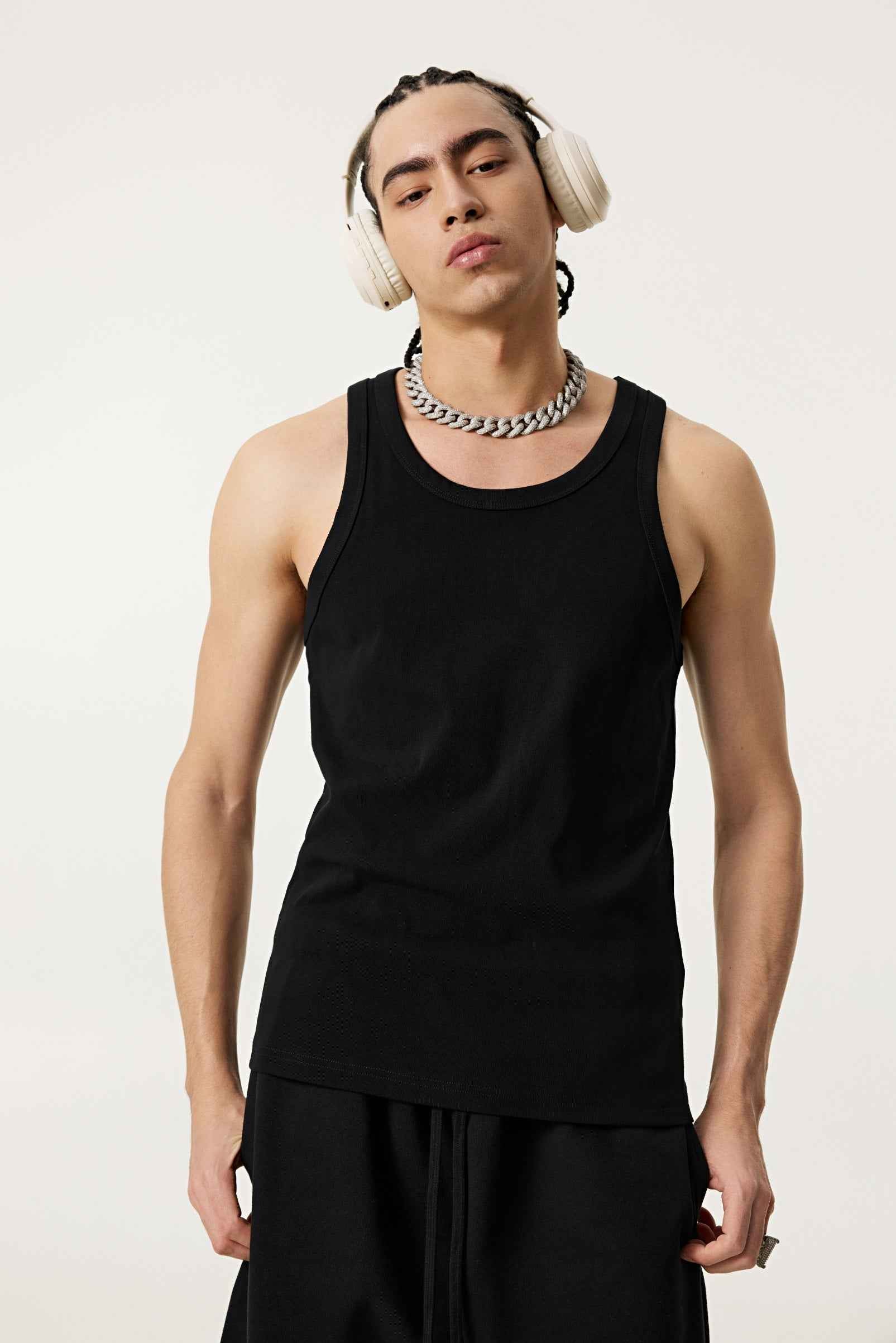 315GSM Men's Solid-Color Soft Cotton Muscle Tee