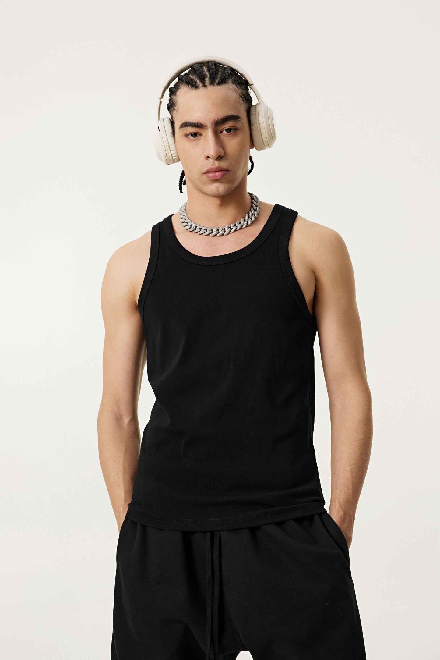 315GSM Men's Solid-Color Soft Cotton Muscle Tee