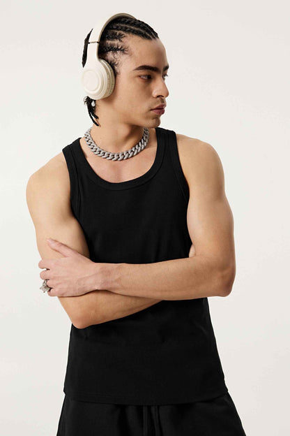 315GSM Men's Solid-Color Soft Cotton Muscle Tee