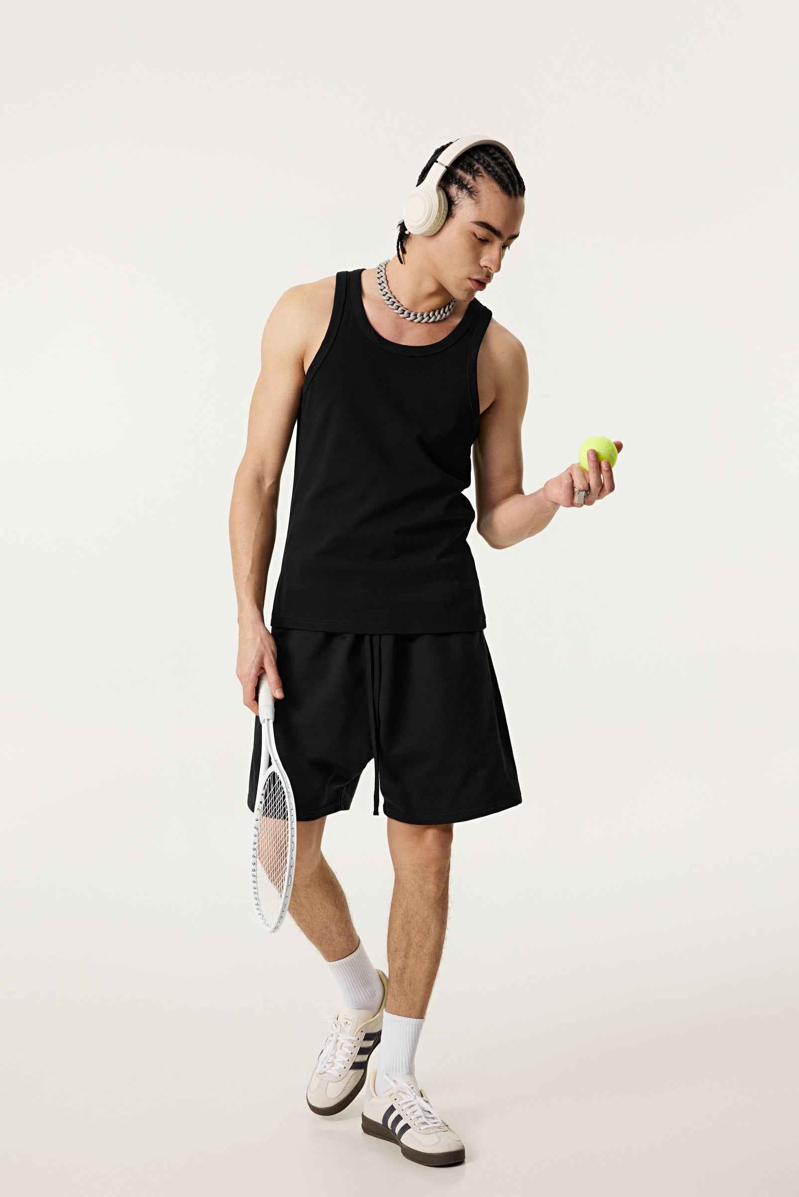 315GSM Men's Solid-Color Soft Cotton Muscle Tee