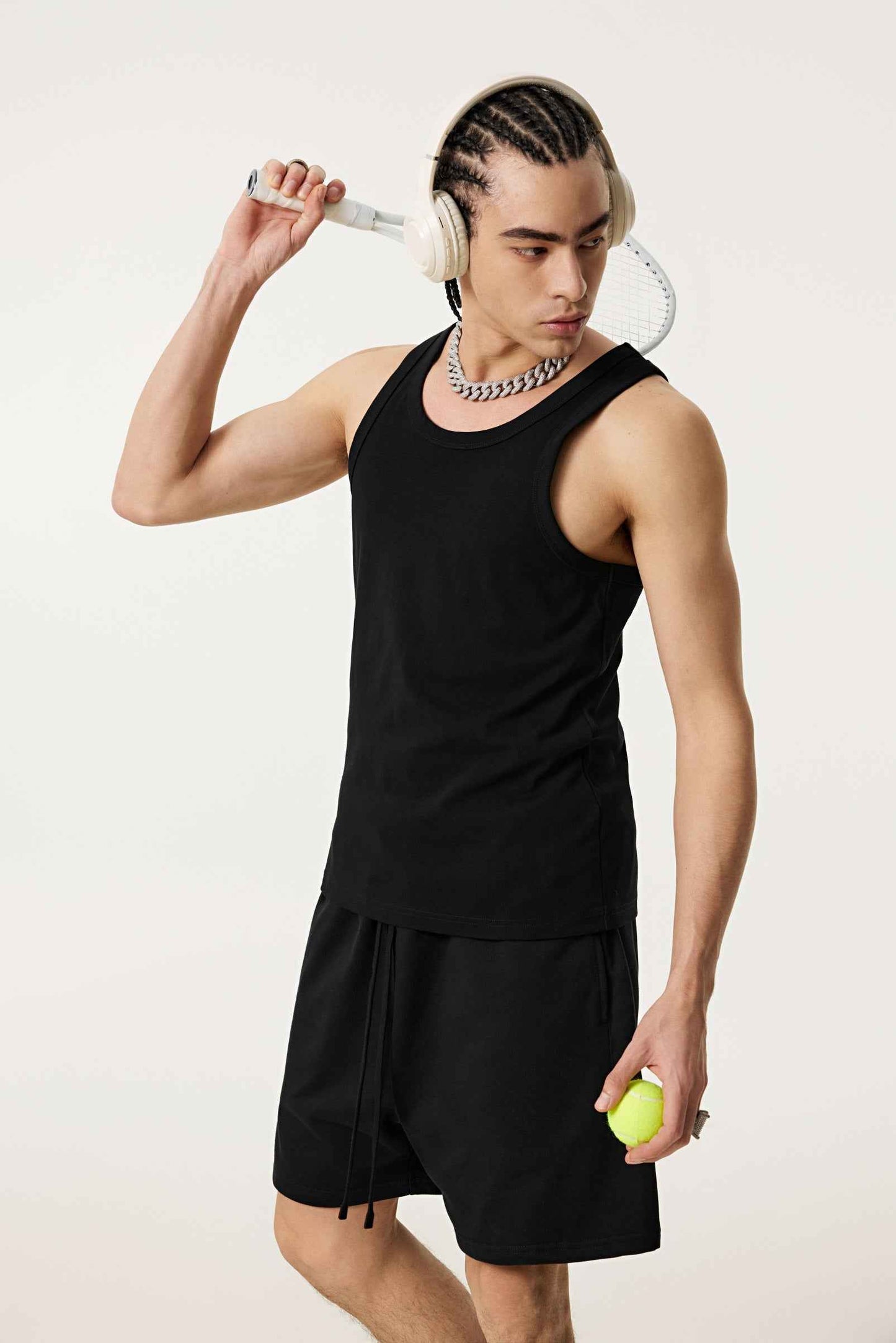 315GSM Men's Solid-Color Soft Cotton Muscle Tee
