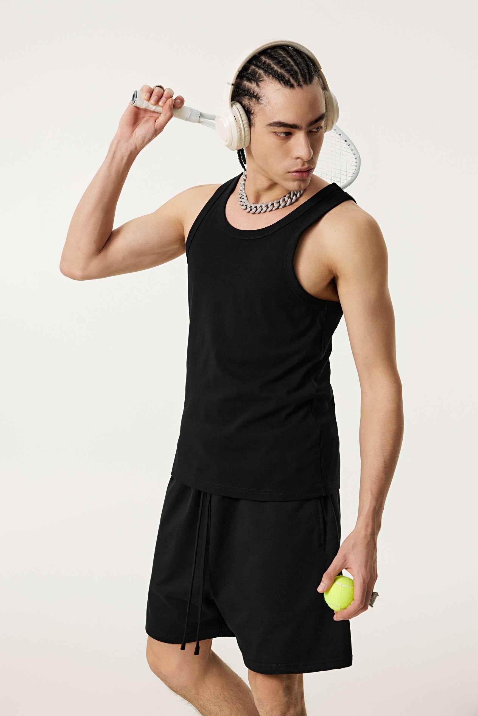 315GSM Men's Solid-Color Soft Cotton Muscle Tee