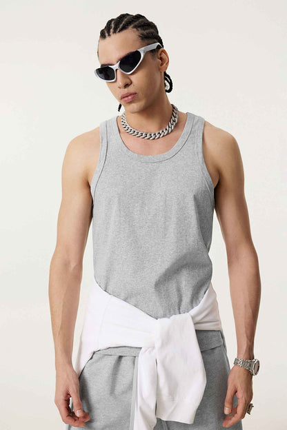 315GSM Men's Solid-Color Soft Cotton Muscle Tee