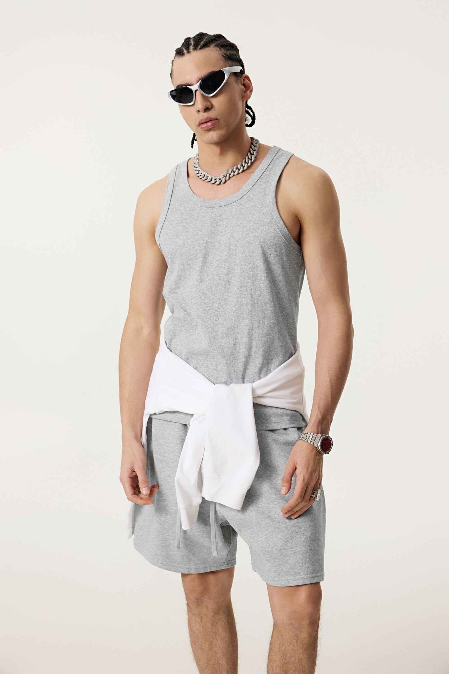 315GSM Men's Solid-Color Soft Cotton Muscle Tee