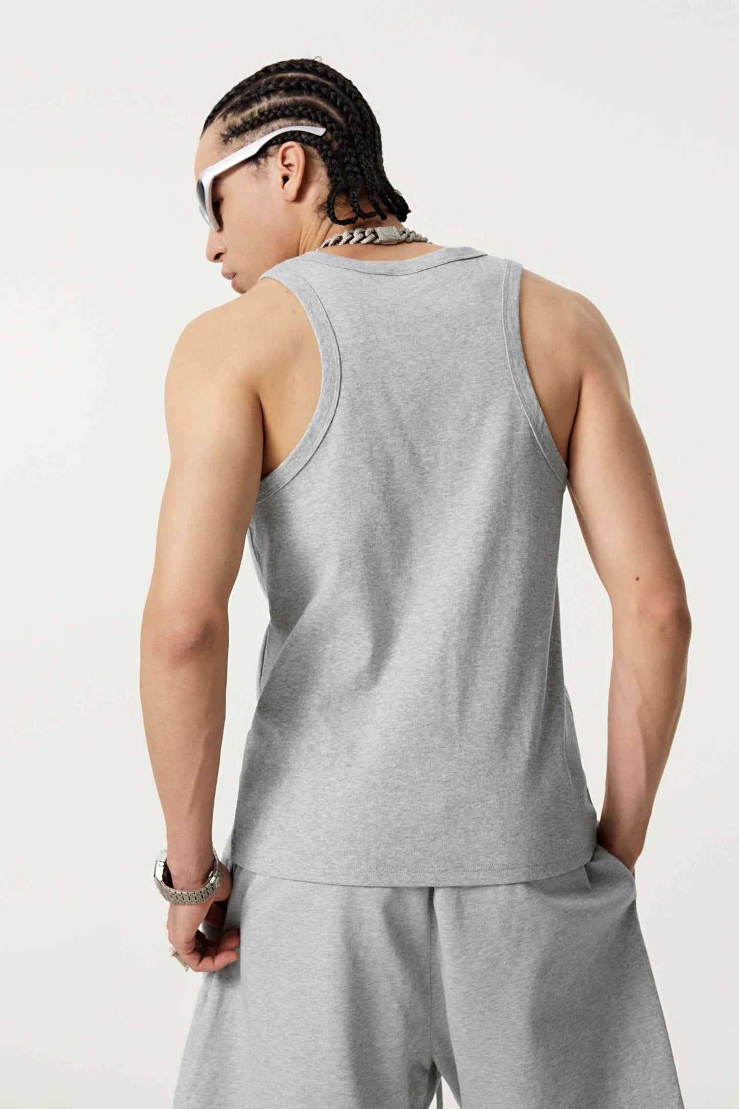 315GSM Men's Solid-Color Soft Cotton Muscle Tee