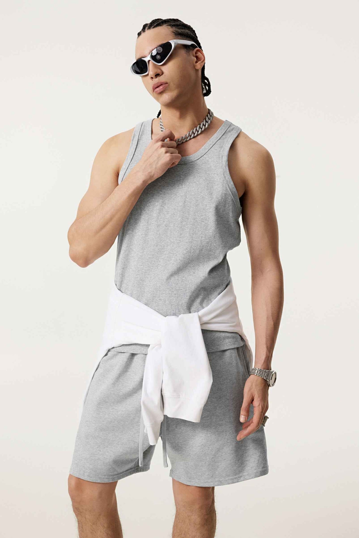 315GSM Men's Solid-Color Soft Cotton Muscle Tee