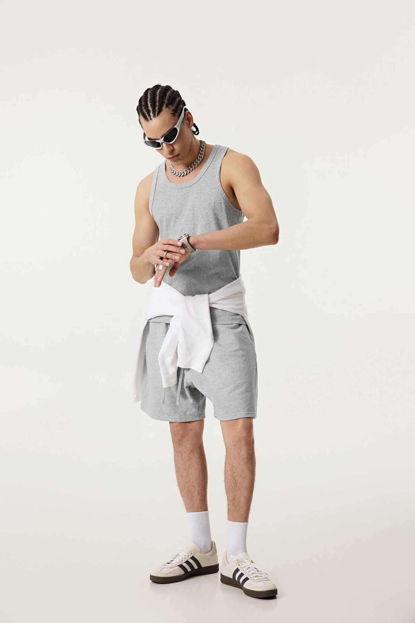 315GSM Men's Solid-Color Soft Cotton Muscle Tee